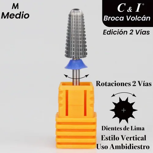 Vista 2 de C & I Taladro de uñas, broca de volcán, edición de 2 vías para técnicos de uñas para eliminar geles de uñas, uñas acrílicas y sumergir, broca