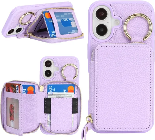 Vista 10 de Funda compatible con iPhone Air Wallet con tarjetero para iPhone Air, funda con cremallera y ranura para mujer, 5G de 6.5 pulgadas, color oro rosa