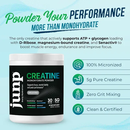 Vista 2 de JUNP Micronized Creatine Monohydrate 5g, Pure Unflavored Creatine with Magnesium Nutritional Supplements Powder for Men & Women Muscle Growth