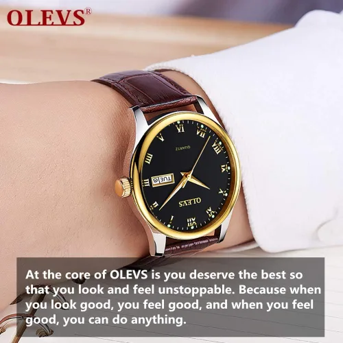 Vista 2 de OLEVS Reloj de pulsera analógico impermeable y económico de cuarzo para hombre reloj de calendario clásico