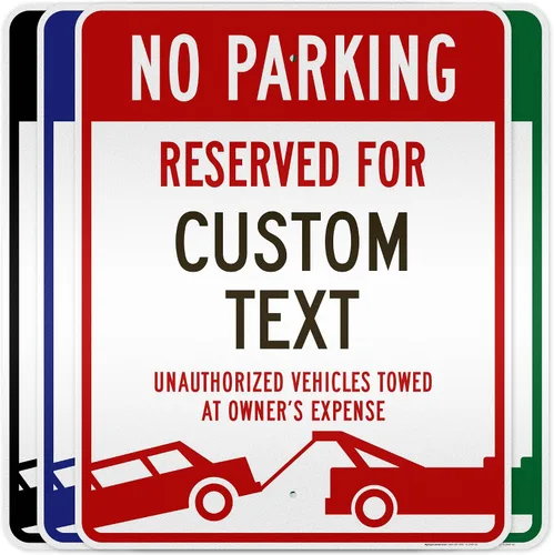 Vista 17 de Letrero personalizado de no estacionamiento, letreros de estacionamiento reservados personalizados para negocios, 10 x 14 pulgadas, metal