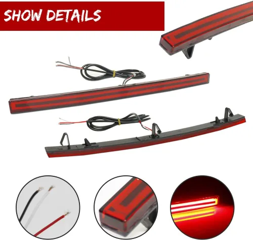 Vista 5 de para 2014 2015 2016 2017 2018 2019 Chevrolet Chevy Corvette C7 Reflector de parachoques trasero, luces de freno, lente roja, luces antiniebla LED