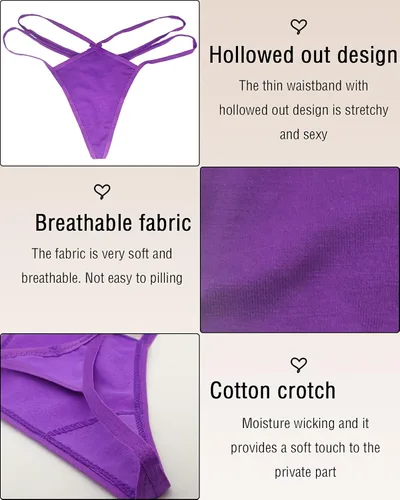 Vista 5 de Xlndsoea Bragas sexy de algodón con tanga de cintura baja para mujer ropa interior exótica suave paquetes múltiples