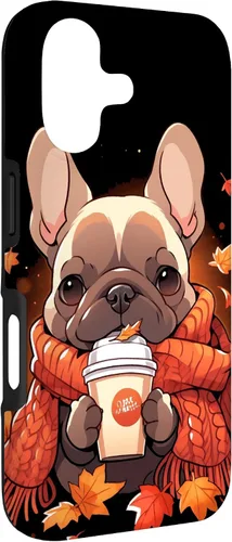 Vista 3 de French Bulldog Fall Autumn Pumpkin Spice Latte Frenchie Dog Case for iPhone 17