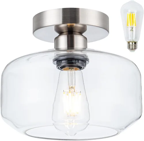 Vista 12 de Lámpara de techo empotrada de vidrio ahumado con LED de 1200 lúmenes, color negro champán dorado de 8.66 pulgadas, accesorio clasificado para Negro