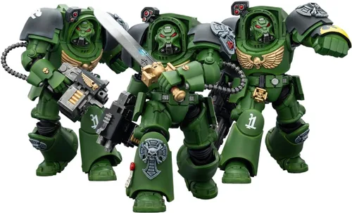 Vista 24 de JOYTOY Black Templars Warhammer 40k 1/18 Figura de acción Black Templars Terminator 1 con espada de poder y bolter de tormenta, regalos