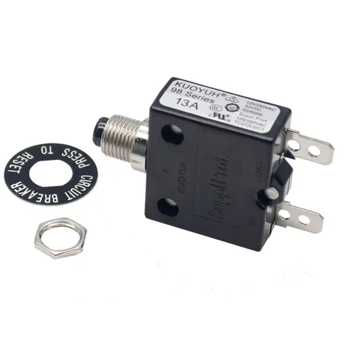 Vista 10 de Disyuntor térmico genuino 3A 125/250VCA 32VDC serie 98 pulsador para restablecer interruptor de sobrecarga térmica con terminales de conexión rápida