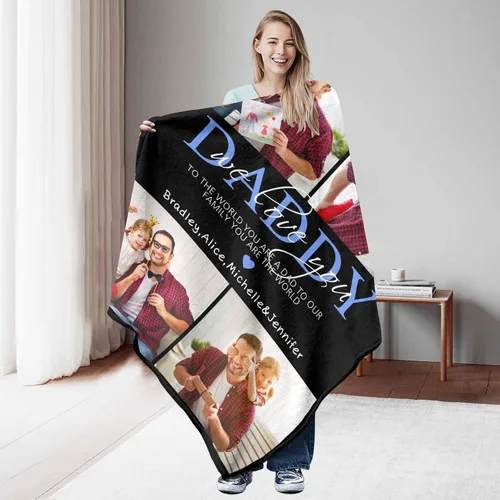 Vista 5 de Manta personalizada para papá abuelo, regalo de manta personalizada para el día del padre, manta personalizada con foto para papá, regalo