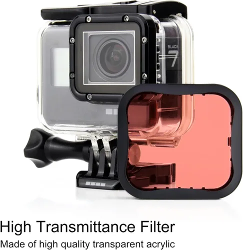 Vista 2 de GEPULY Paquete de 3 filtros de buceo (rojo, rojo claro, magenta) para GoPro Hero 5 6 7 Black Hero (2018) Super Suit Housing - Corrección