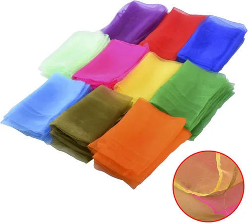 Vista 2 de 30 bufandas sensoriales, bufandas de malabares para niños, bufanda cuadrada de baile, bufandas de movimiento mágico, accesorios de rendimiento