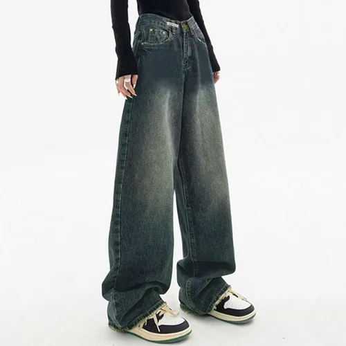 Vista 4 de Pantalones de mezclilla holgados para mujer, estilo Y2K, High Street Boyfriend, pantalones vintage de tiro bajo, ropa estética, ropa