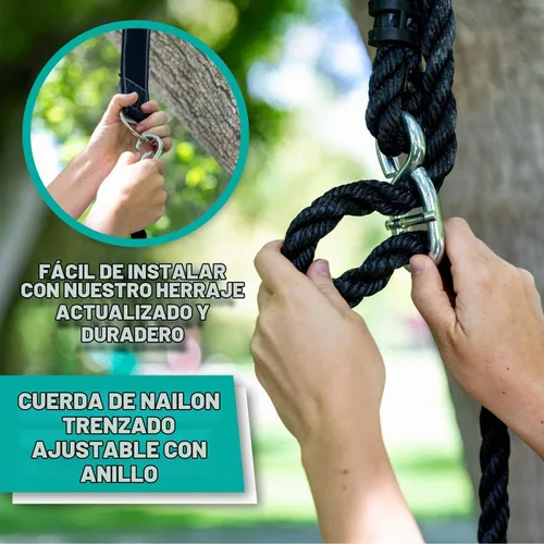 Vista 3 de Squirrel Products Columpio de árbol de plástico resistente - Columpio de cuerda de disco con protectores de piernas - Adiciones y reemplazos Azul