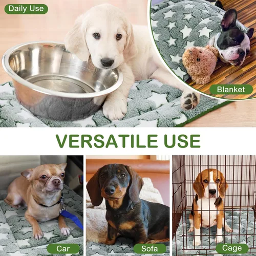 Vista 4 de VitalCozy 4 almohadillas suaves y cálidas para jaula de perro, 20 x 30 x Verde