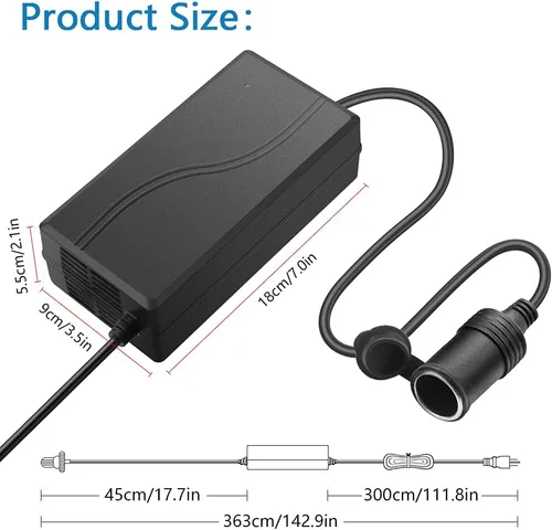 Vista 2 de SHNITPWR Adaptador de convertidor de CA a CC 110 V a 12 V Convertidor 180 W 15 A encendedor de cigarrillos de coche enchufe 100 ~ 240 V CA a CC 12