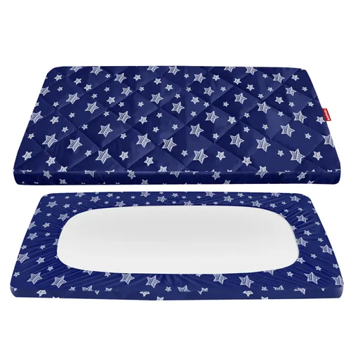 Vista 12 de Sábanas ajustables para Pack and Play, transpirables, gruesas, parque de juegos con estampado encantador 39"×27"×5", compatible con Graco Pack n
