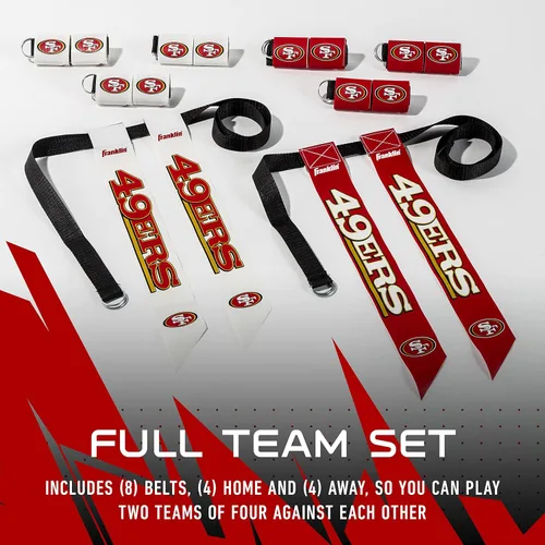 Vista 3 de Franklin Sports NFL - Conjuntos de fútbol con bandera del equipo de la NFL, cinturones + banderas, para niños + adultos, se adapta a cintura