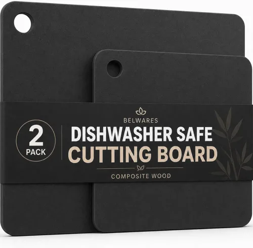 Vista 8 de Tabla de cortar de madera para cocina, tablas de cortar pequeñas de madera compuesta para lavavajillas, tabla de cortar delgada, sin BPA y ecológica
