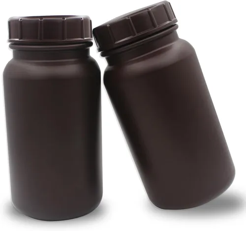 Vista 9 de Dutiplus Botella de reactivo ámbar de boca ancha HDPE de grado de laboratorio para aulas de laboratorios o almacenamiento en casa, capacidad de 0.1