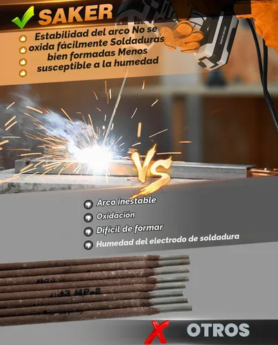Vista 4 de Saker E6013 Varilla de Soldadura 1/8'' 5LB Electrodos de Soldadura de Varilla de Acero al Carbono
