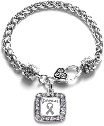 Vista 168 de Pulsera de dijes cuadrados de plata con joyería de circonita cúbica