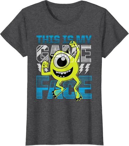 Vista 6 de Disney Pixar Monsters Inc. Mike Wazowski Game Face Camiseta Negro