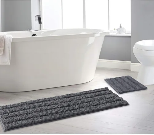 Vista 38 de NICETOWN Tapete negro para baño, antideslizante, suave, absorbente de agua, tapete de bajo perfil para entrada, tapete para vestíbulo, puerta