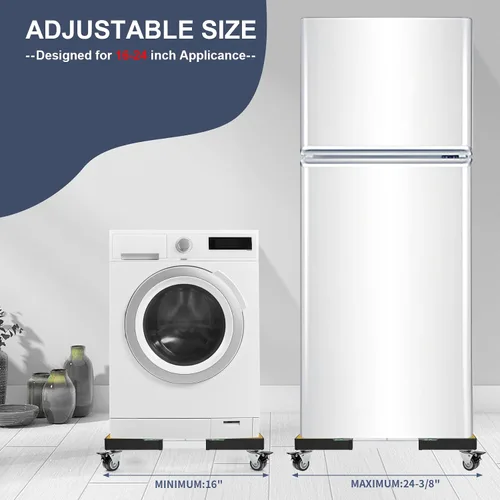 Vista 2 de W B D WEIBIDA Rodillo Móvil con 4 Ruedas con Seguro, Plataforma Rodante Ajustable para Muebles, Soporte para Mini Refrigerador, Carrito