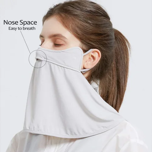 Vista 3 de WRELS UPF 50+ Unisex Cubrecara Transpirable y Refrescante con Protección UV para el Sol, con Elástico para las Orejas, Bufanda para el Cuello