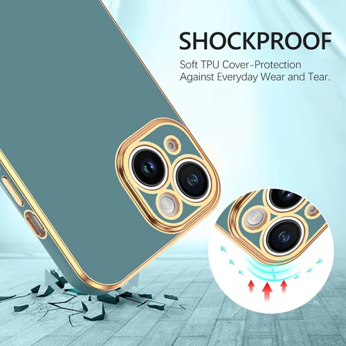 Vista 5 de GUAGUA Funda para iPhone 15 de 6.1 pulgadas con soporte para correa de muñeca, delgada, suave, galvanizada, TPU iPhone 15, funda protectora a prueba