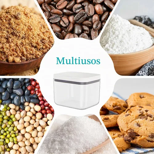 Vista 7 de Contenedor de azúcar moreno hermético, contenedor de almacenamiento de azúcar moreno de 1.3 cuartos (42 onzas/1.2 L) con cuchara, tarro transparente