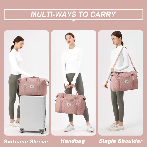 Vista 7 de Bolsas de viaje para mujer, bolso de mano para fin de semana para mujer, A-3-pink Con Neceser