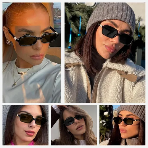 Vista 3 de 4PACK Retro Rectangular Sunglasses for Women Trendy Small 90s y2k Square Sun Glasses UV Protection Travel Goggles
