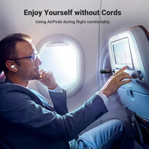 Vista 10 de UGREEN Transmisor Receptor Bluetooth para 2 AirPods o Dispositivos BT, Transmisor Inalámbrico Bluetooth para Auriculares, Adaptador de Audio