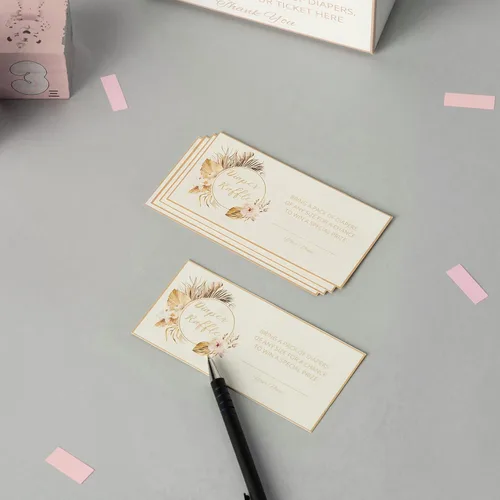 Vista 6 de 50 boletos para sorteo de pañales para baby shower, juegos de baby shower, decoraciones bohemias para baby shower, caja de rifa de pañales para baby