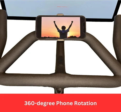 Vista 5 de Soporte para teléfono compatible con Peloton Bike & Bike Plus - Ajuste seguro y fácil operación con una sola mano - Rotación de 360 grados - Soporte