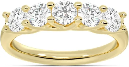 Vista 9 de 1/4 - 3 CTW Anillos de diamantes de laboratorio de 5 piedras para mujer Oro Blanco