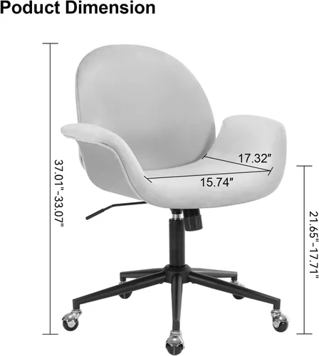 Vista 2 de Silla de escritorio de terciopelo, moderna silla de oficina en casa con altura ajustable giratoria para computadora ejecutiva con almohada, sillón