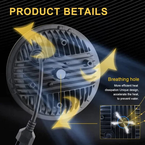 Vista 6 de BeaveWAY - 4 faros delanteros LED redondos de cristal de 5.75 pulgadas 36 W, haz sellado IP68, impermeable, repuesto 4000 4040 5506 H5006 H651 / H466