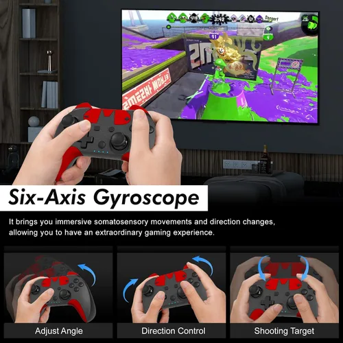 Vista 3 de Controlador de interruptor inalámbrico para Nintendo SwitchSwitch OLEDSwitch Lite con botón macro, función turbo de 3 niveles, vibración ajustable