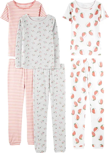 Vista 16 de Simple Joys by Carter's Conjunto de pijama de algodón ajustado de 6 piezas para bebés, niños pequeños y niñas, paquete de 3