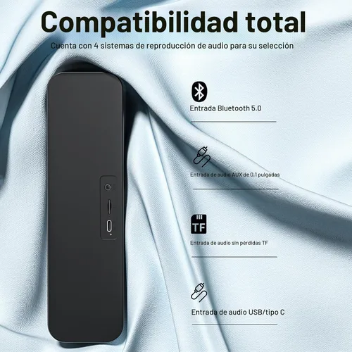 Vista 3 de Altavoces de computadora para PC de escritorio, altavoz Bluetooth recargable, barra de sonido de computadora pequeña con estéreo y graves, entrada