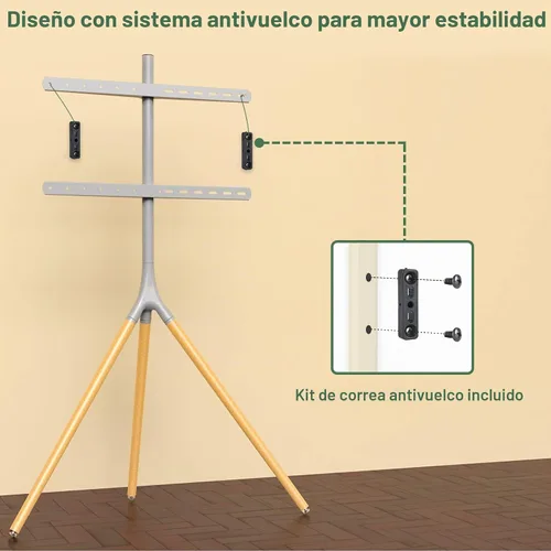 Vista 4 de UPGRAVITY Soporte de TV con caballete con base de trípode para pantallas planas LED LCD OLED de 45 a 65 pulgadas, soporte de suelo giratorio de 180°