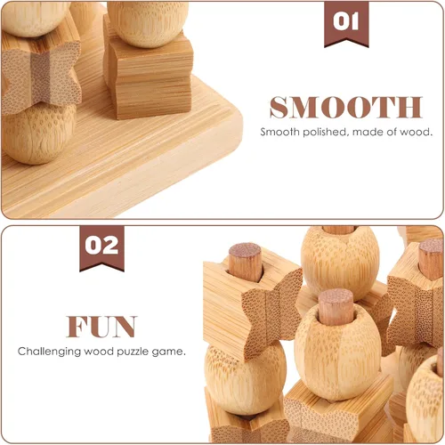Vista 7 de Kisangel Juego de mesa con punta de madera 3D para niños y adultos, juego de mesa familiar, juego de mesa de estrategia de madera, 1 juego