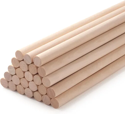 Vista 15 de Varillas de Clavija de Madera Tacos de Madera, 10 Piezas 1/2 x 12 pulgadas Varillas Redondas de Madera para Manualidades, Tacos de Macramé, Palos