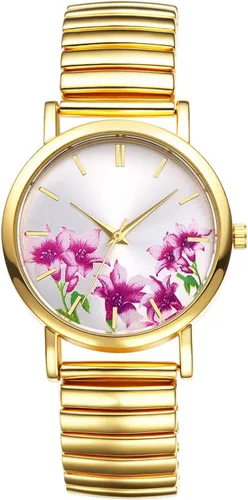 Vista 8 de Avaner Relojes de banda elástica para mujer: correa elástica para mujer, cara grande, estilo bohemio, floral, cuarzo, fácil de leer, brazalete