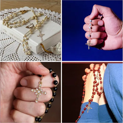 Vista 5 de Zirconia Crystal Rhinestone Cross Charms for Jewelry Making Bracelet Necklace Choke Earring Pendant Key Chain Craft Supplies DIY Accessories