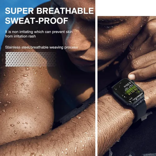 Vista 4 de Milanese Loop Compatible with Apple Watch Bands 46 44 45 49mm Men and Women A-Medianoche