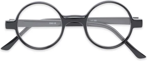 Vista 5 de Readers Readers.com Gafas de lectura: The Harry, Plastic Round Style para Hombre y Mujer - Negro, 2.25
