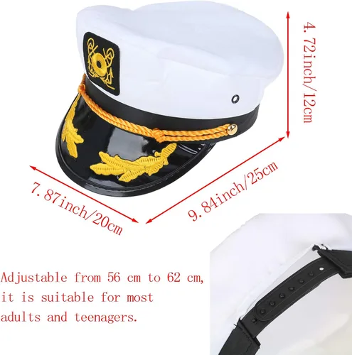 Vista 2 de Olgaa Paquete de 4 sombreros de capitán ajustables para yate, azul marino, accesorios de crucero familiar para hombres, mujeres y niños
