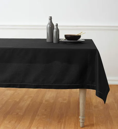 Vista 25 de Solino Home Mantel de lino de algodón, dobladillo blanco, 52 x 52 pulgadas
